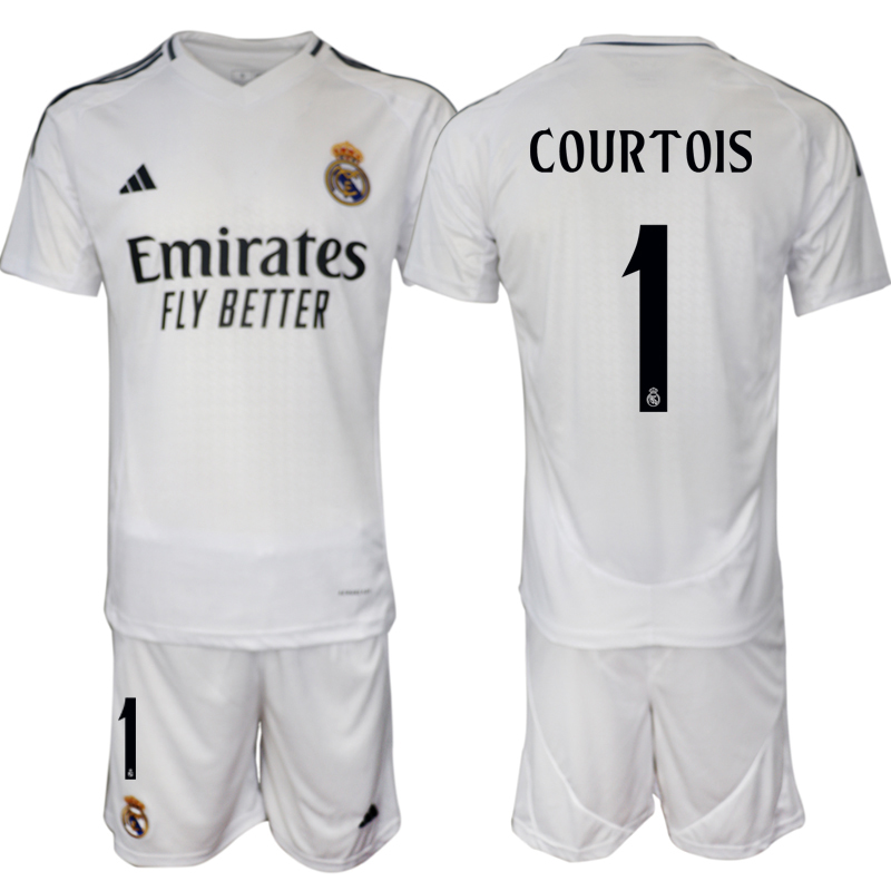 Men 2024-2025 Club Real Madrid home White #1 Soccer Jersey->real madrid jersey->Soccer Club Jersey